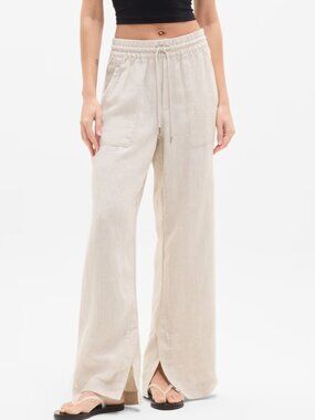 NWT ATHLETA Retreat 100% linen wide-Leg Pants in Color Woodland